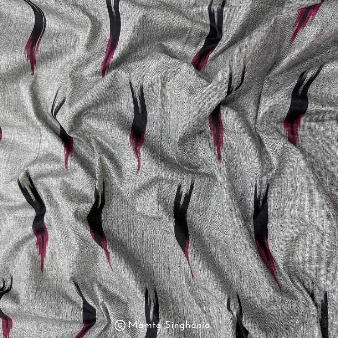 Grey Glazed Ikkat Fabric