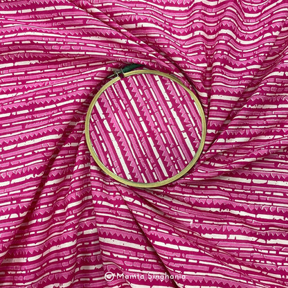 Pink Stripe Printed Cotton Fabric