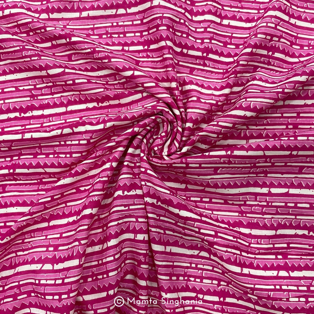 Pink Stripe Printed Cotton Fabric