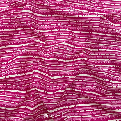 Pink Stripe Printed Cotton Fabric