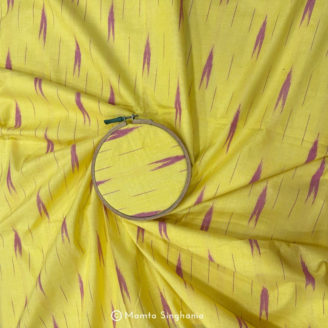 Yellow Glazed Ikkat Fabric