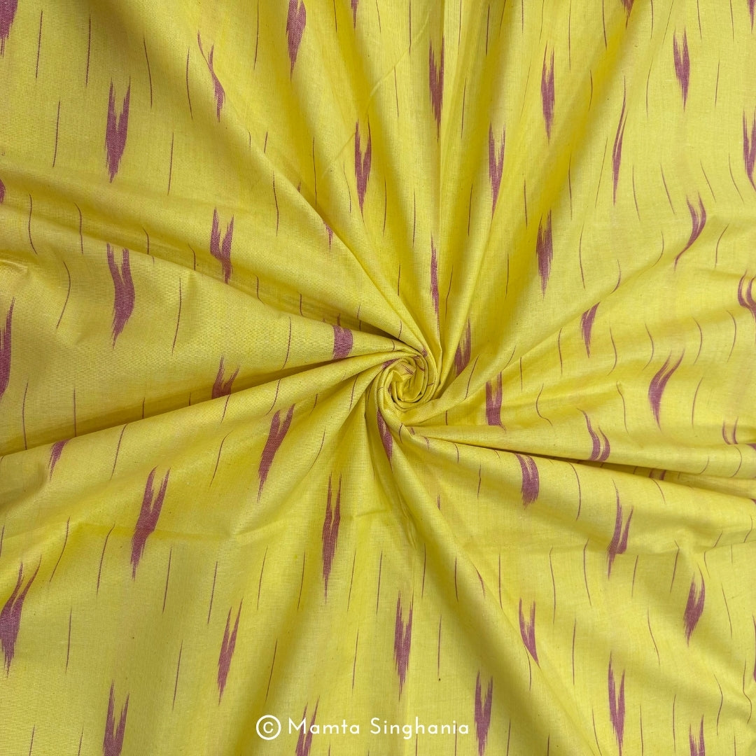 Yellow Glazed Ikkat Fabric