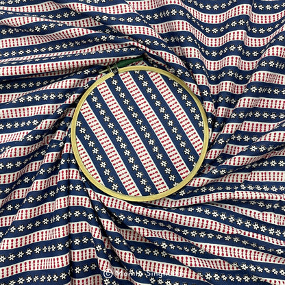 Blue Stripe Printed Cotton Fabric