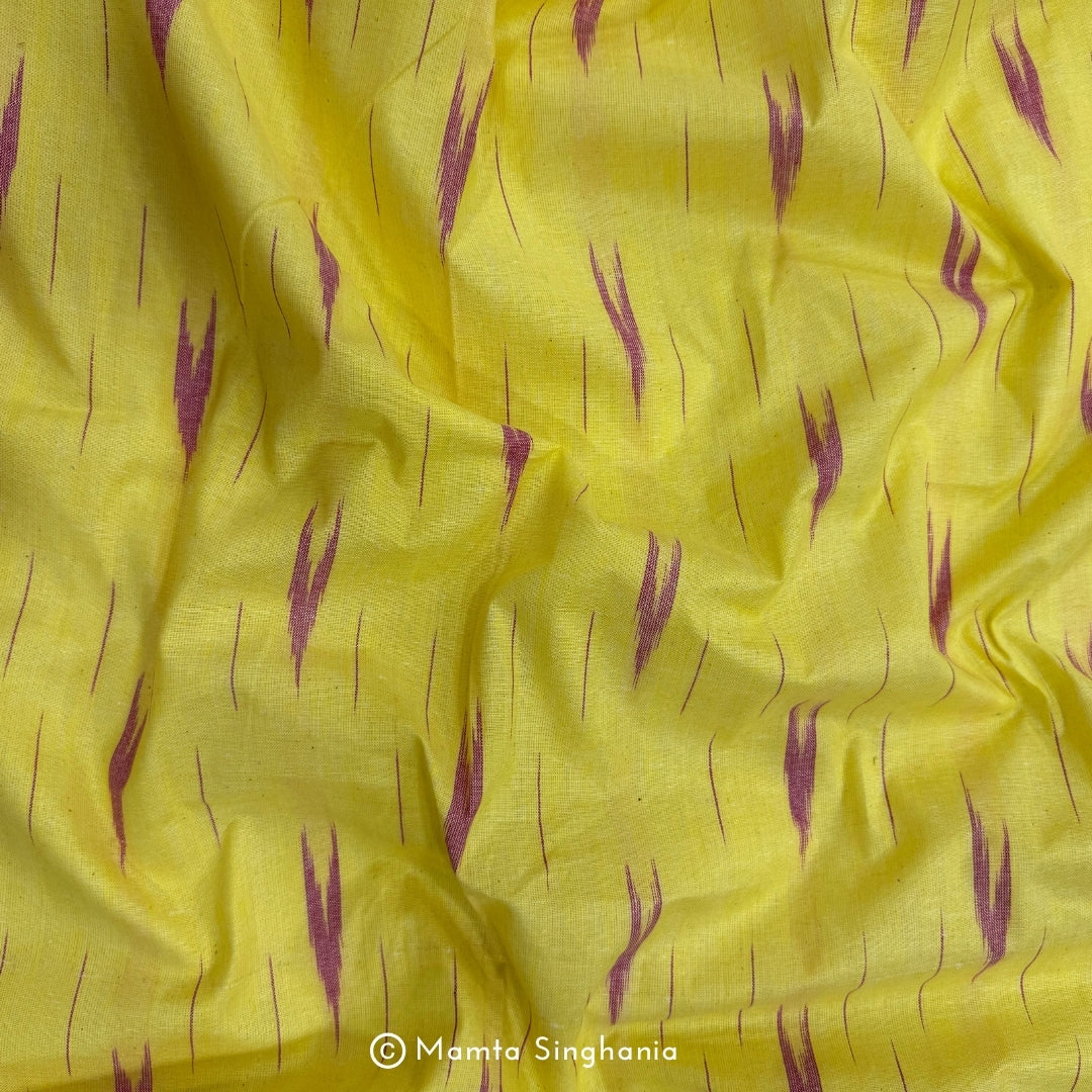 Yellow Glazed Ikkat Fabric