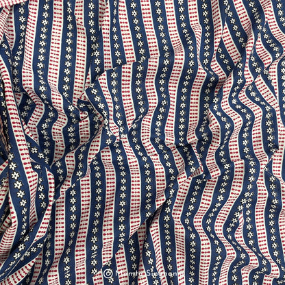 Blue Stripe Printed Cotton Fabric