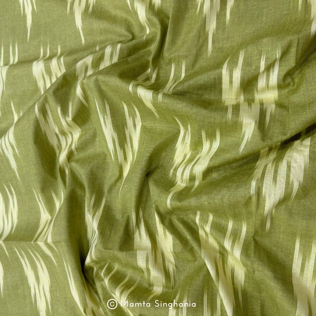 Light Green Glazed Ikkat Fabric